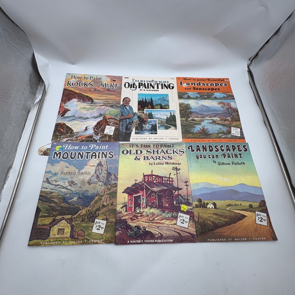 6 Vintage Walter T. Foster Art Instruction Books Oil Painting Landscapes Set